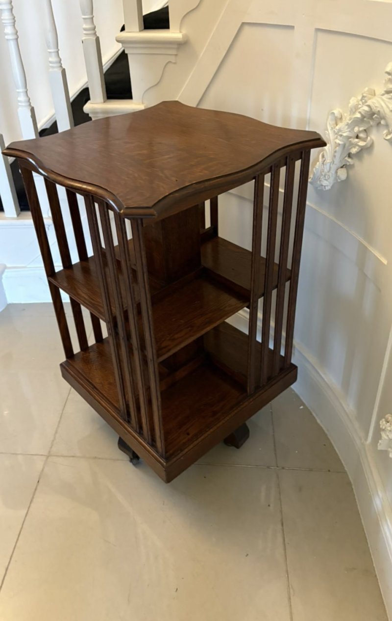 Antique Edwardian Oak Revolving Bookcase